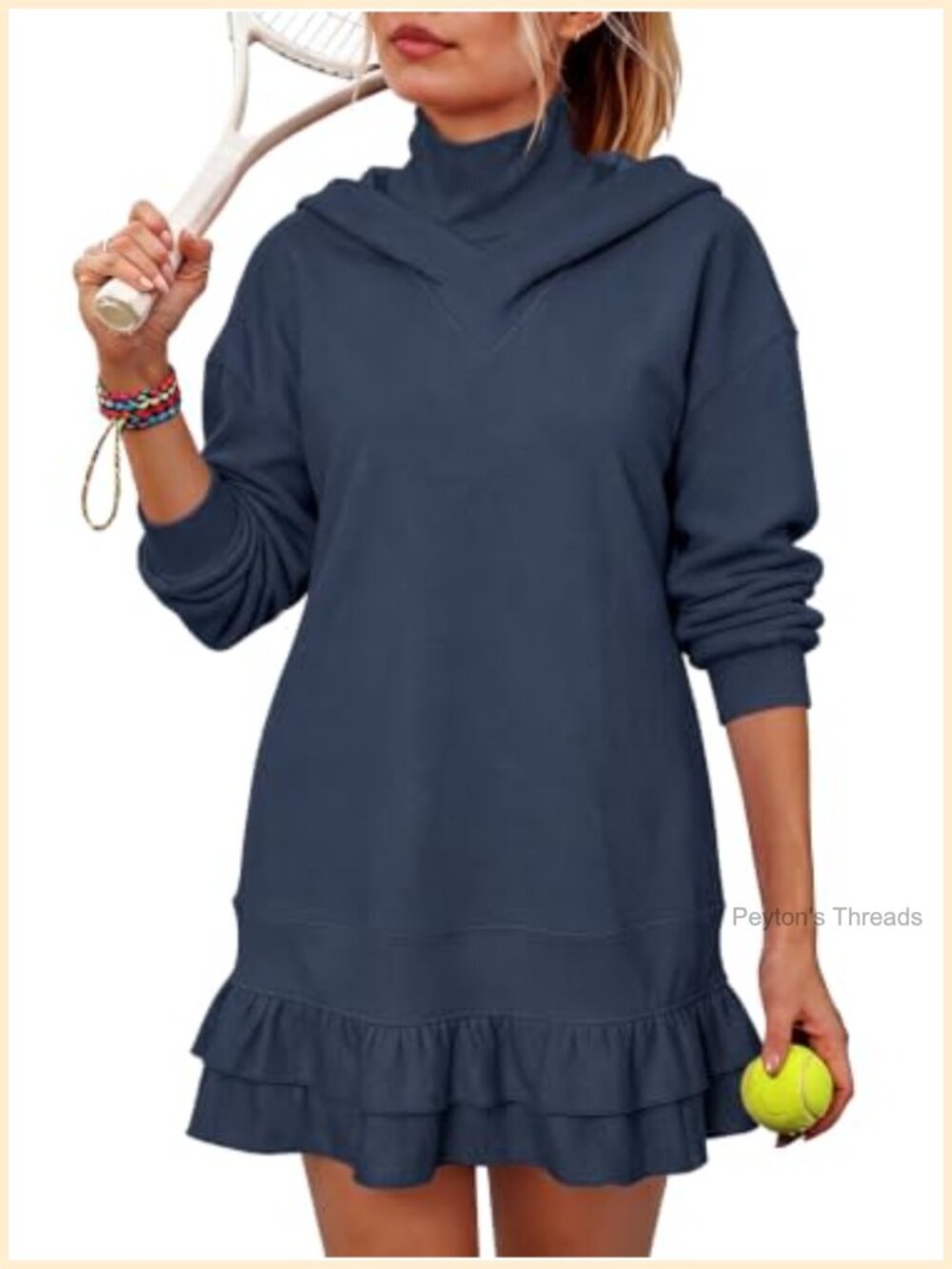 Womens Hoodie Sweatshirt Dress Turtleneck Pullover Oversized Mini Dress